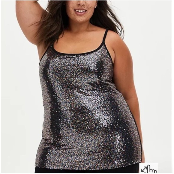 NWT Torrid Plus Size 1 1X SEQUIN FOXY CAMI - PURPLE/MULTICOLOR - Picture 2 of 11